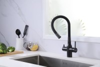 Смеситель для кухни Paulmark Salix Sa213419-BLM с гибким изливом, черный