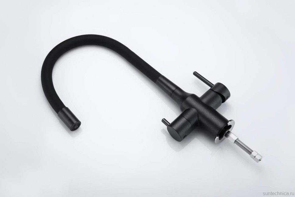 Смеситель для кухни Paulmark Salix Sa213419-BLM с гибким изливом, черный