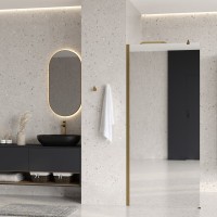 Душевая перегородка Wasserkraft Rur 30W 110 см, профиль матовое золото, стекло зеркальное