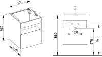 Тумба с раковиной Keuco Stageline 32842 50 см, вулканит