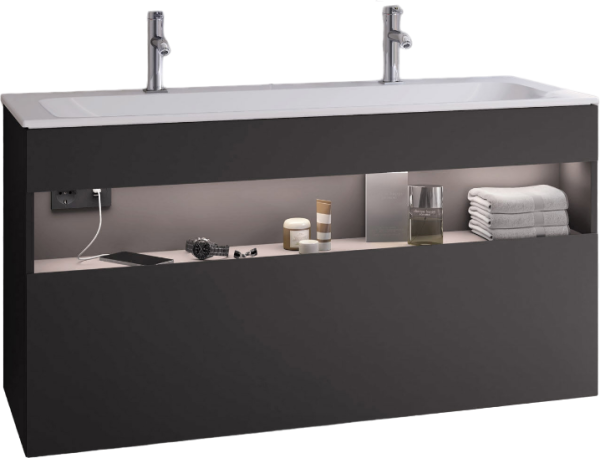 Тумба под раковину Keuco Stageline 32882 120 см, с подсветкой, розеткой и точкой зарядки USB и USB-C, вулканит