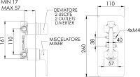 Встраиваемый смеситель для душа и ванны Remer Absolute AU92 С ВНУТРЕННЕЙ ЧАСТЬЮ