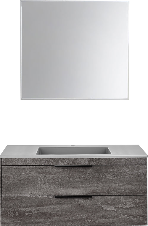 Мебель для ванной комнаты Vincea Chiara 2D 100, 2 ящика, камень, с серой раковиной