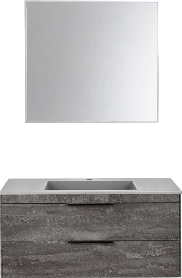 Мебель для ванной комнаты Vincea Chiara 2D 100, 2 ящика, камень, с серой раковиной
