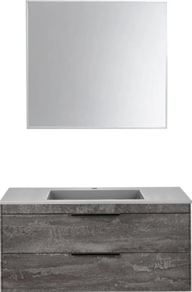 Мебель для ванной комнаты Vincea Chiara 2D 100, 2 ящика, камень, с серой раковиной
