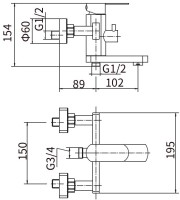 Смеситель для ванны с душем Fashun A53020 сатин