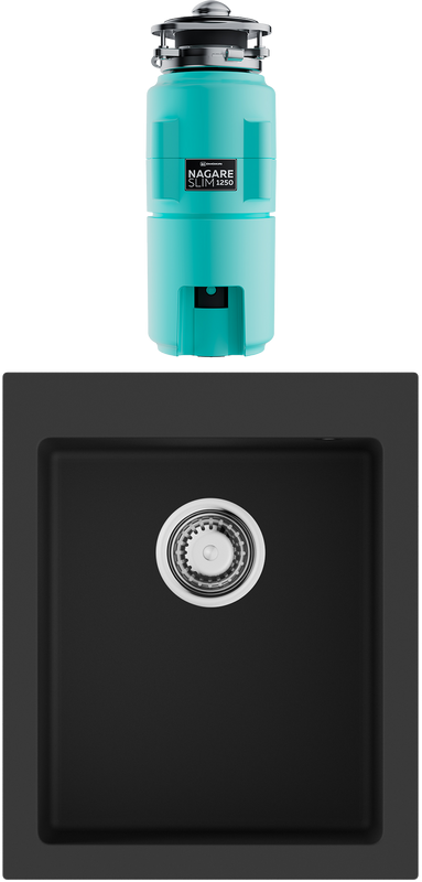 Комплект Мойка Omoikiri Bosen 41A-GB графит + Измельчитель Nagare slim 1250-AZ azur blue