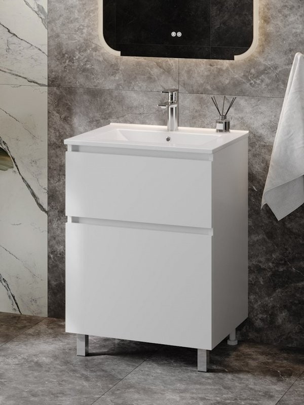 Тумба под раковину без столешницы Teymi Laina 60 напольная, матовая белая