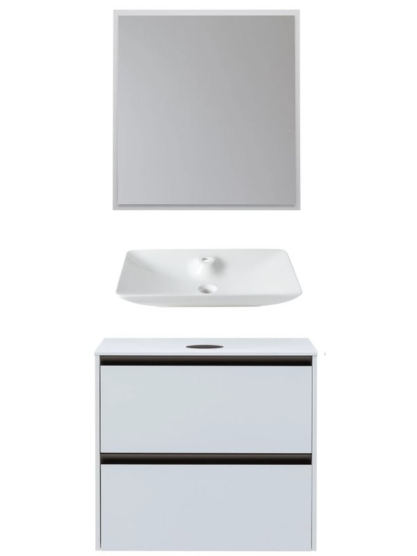 Мебель для ванной комнаты Allen Brau Activity 70 с подсветкой, матовый белый, олива браш, столешница белая, раковина Fantasy Y 64x40, белая