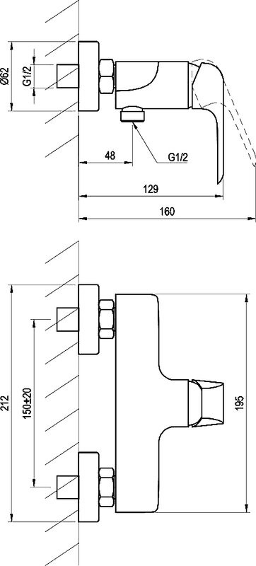 Смеситель для душа Ravak Flat X070177 черный матовый
