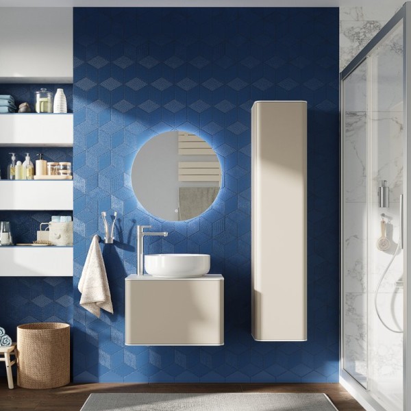 Комплект Мебель для ванной STWORKI Ноттвиль 60 бежевый шелк со смесителем