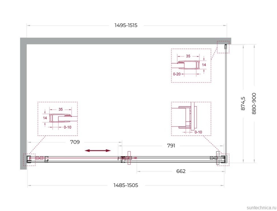 Душевой уголок BelBagno Soft Close-1 AH-1-150/90-C-Cr профиль хром