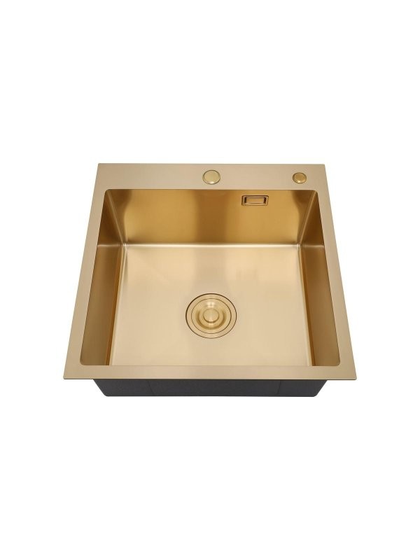 Мойка кухонная РМС MR-5050G c корзиной и дозатором, золото