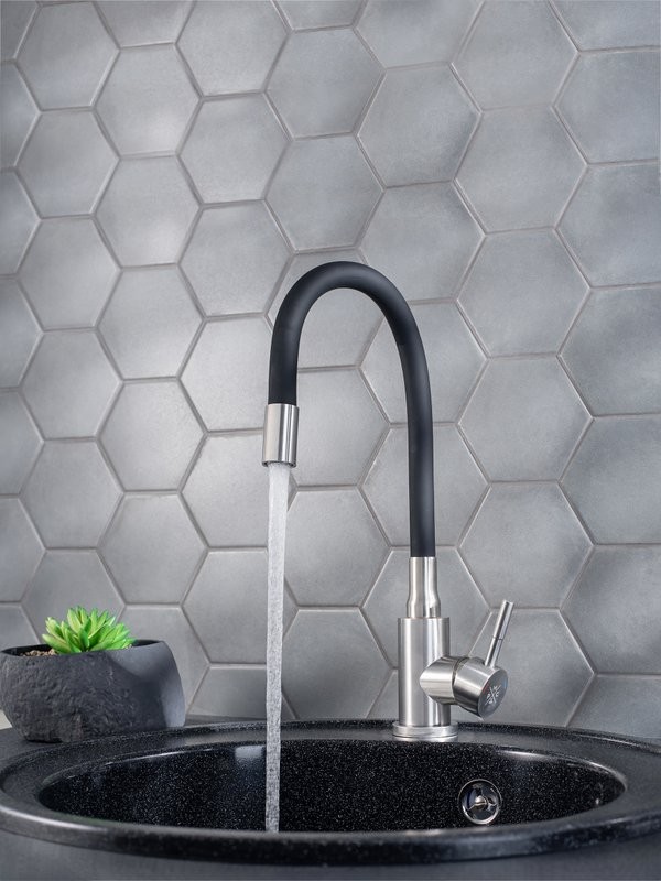 Смеситель для кухни РМС Sus124bl SUS124BL-016F чёрный, сталь