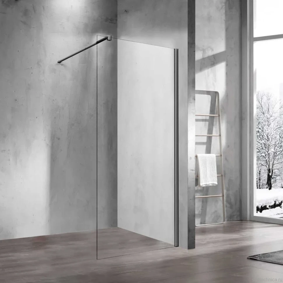 Душевая перегородка Vincea Walk-in VSW-1H800CLGM 80 см, профиль вороненая сталь, стекло прозрачное