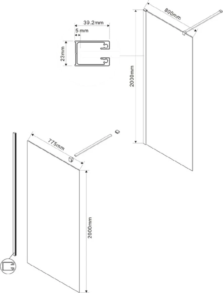 Душевая перегородка Vincea Walk-in VSW-1H800CLGM 80 см, профиль вороненая сталь, стекло прозрачное