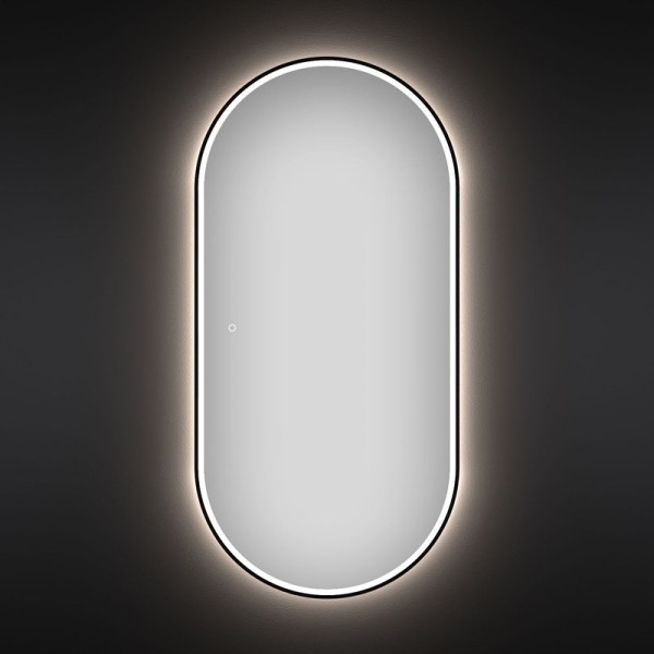 Зеркало Wellsee 7 Rays’ Spectrum 55х100 овальное, с фронтальной подсветкой, черное матовое