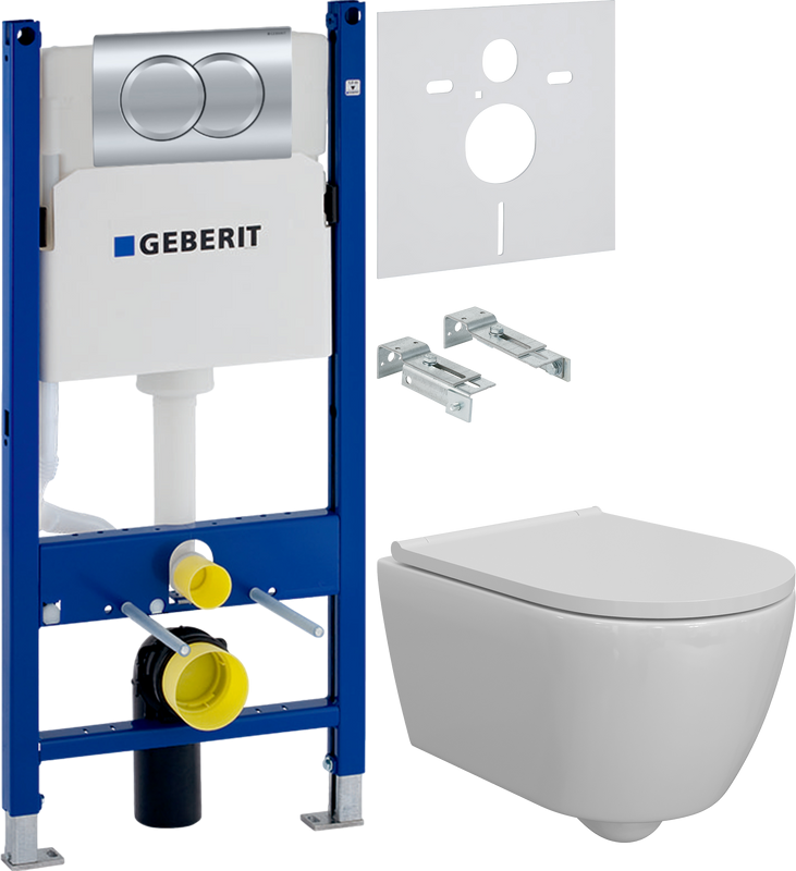 Комплект Унитаз подвесной DIWO Коломна 0700 с микролифтом + Звукоизоляция Geberit + Инсталляция Duofix Delta 458.149.21.1 с кнопкой смыва, хром