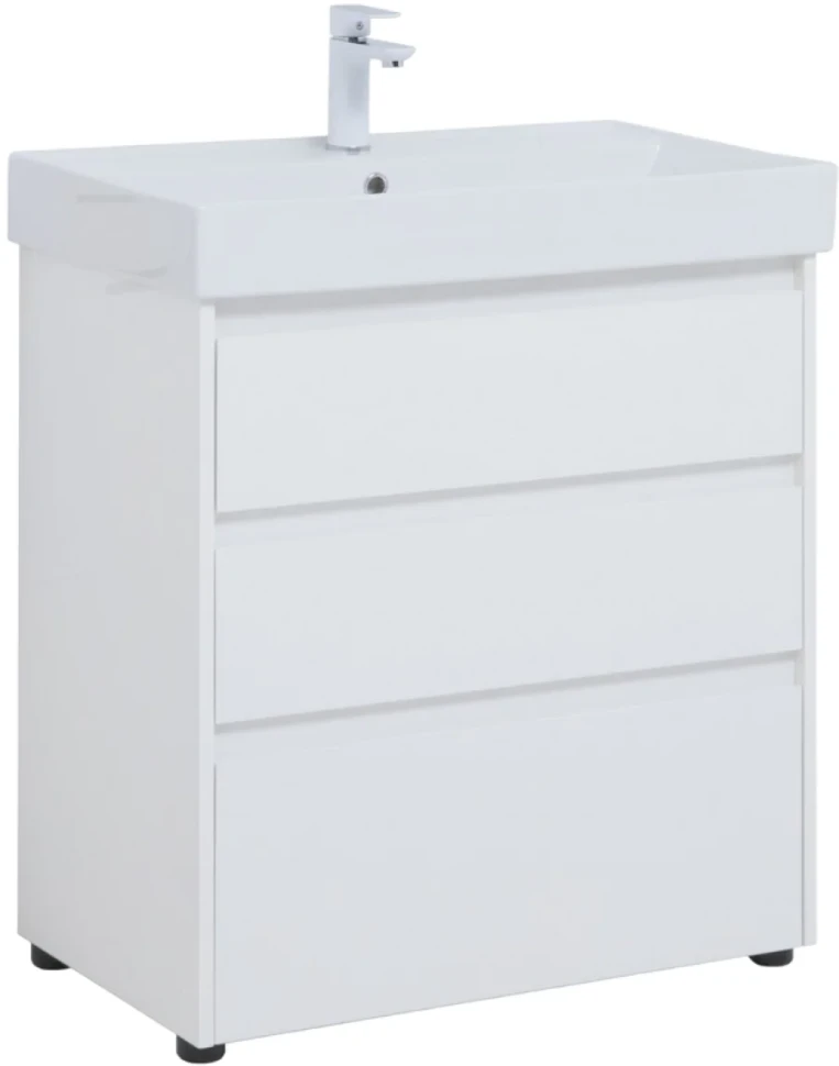 Тумба с раковиной Aquanet Nova Lite 75 напольная, белая, 3 ящика