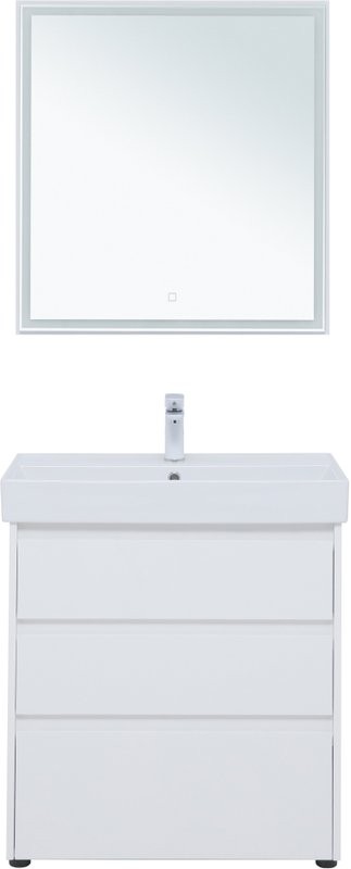 Тумба с раковиной Aquanet Nova Lite 75 напольная, белая, 3 ящика