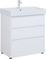 Тумба с раковиной Aquanet Nova Lite 75 напольная, белая, 3 ящика