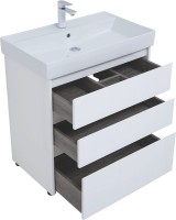 Тумба с раковиной Aquanet Nova Lite 75 напольная, белая, 3 ящика