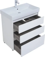 Тумба с раковиной Aquanet Nova Lite 75 напольная, белая, 3 ящика