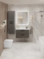 Тумба с раковиной BelBagno Due 80 ручки матовый темный никель, оружейная сталь
