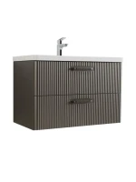 Тумба с раковиной BelBagno Due 80 ручки матовый темный никель, оружейная сталь
