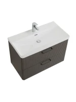 Тумба с раковиной BelBagno Due 80 ручки матовый темный никель, оружейная сталь