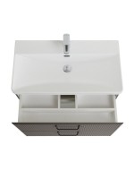 Тумба с раковиной BelBagno Due 80 ручки матовый темный никель, оружейная сталь