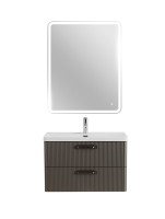 Тумба с раковиной BelBagno Due 80 ручки матовый темный никель, оружейная сталь