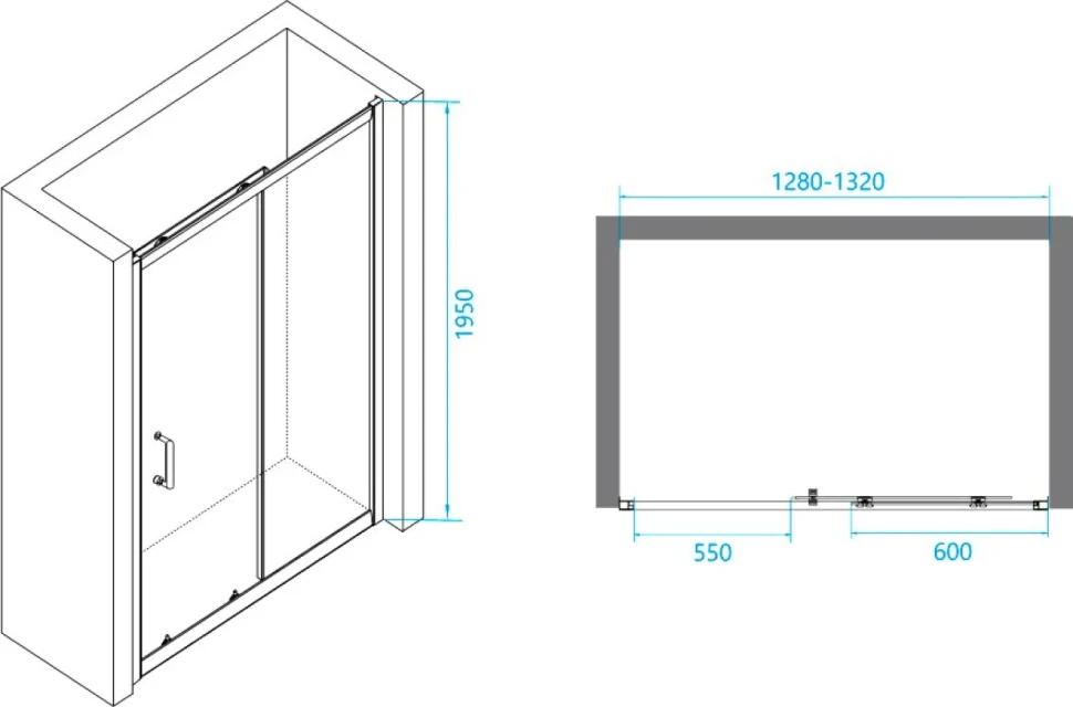 Душевой уголок RGW Passage PA-14+120 см (128-132)x120x195 профиль хром, стекло прозрачное