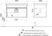 Тумба с раковиной Aqwella Urban 80 подвесная, дуб давос