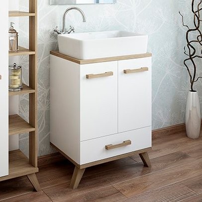 Тумба под раковину Sanflor Ингрид 60, белый матовый, швейцарский вяз