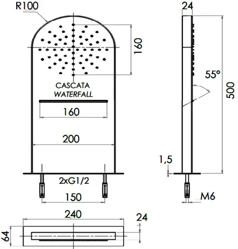 Верхний душ Remer 350MMCAX