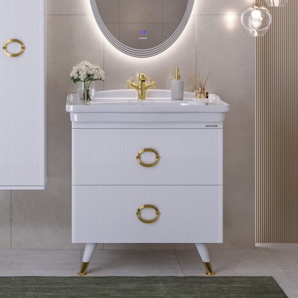 Тумба под раковину Grossman Атрио 85 белый глянец