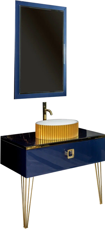 Мебель для ванной комнаты Armadi Art Lucido 100 насыщенный синий, раковина 878-G