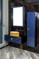 Мебель для ванной комнаты Armadi Art Lucido 100 насыщенный синий, раковина 878-G