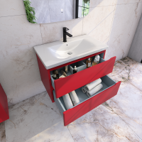 Тумба под раковину без столешницы Caprigo Forte 80 подвесная, красная