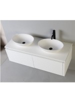Тумба с раковиной Belux Дубай НП 128 с подсветкой, для двоих, матовая белая