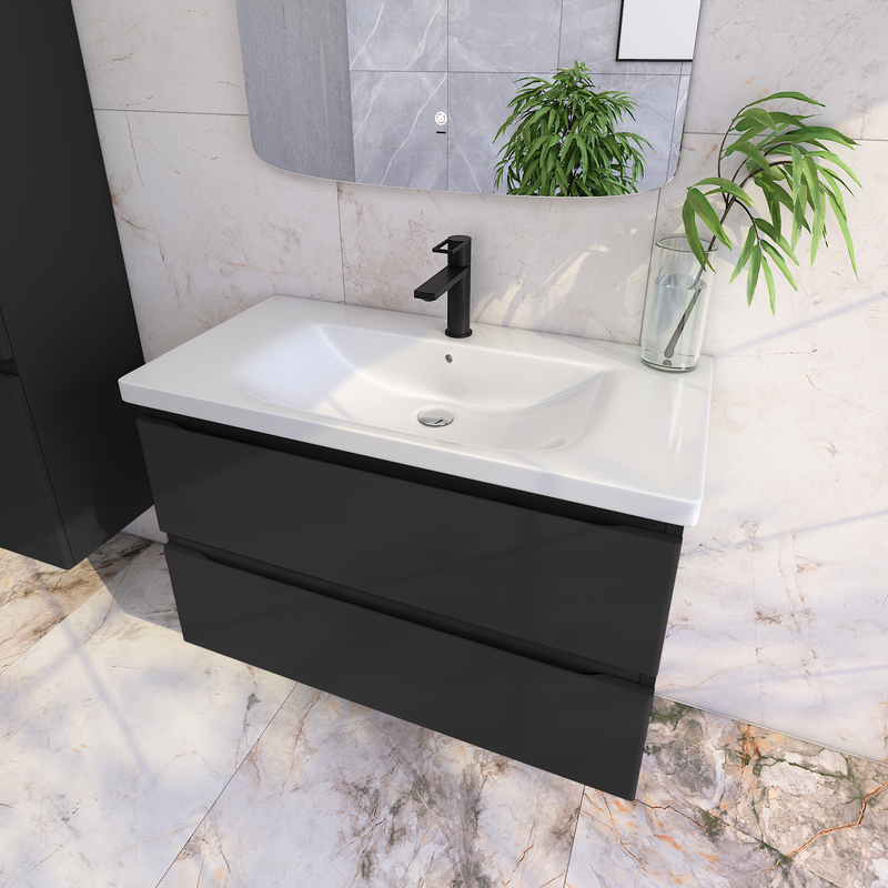 Тумба с раковиной Caprigo Forte 90 подвесная, черная