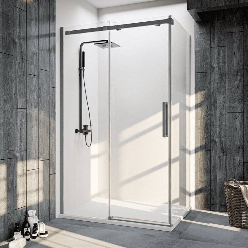 Душевой уголок Veconi Rovigo RV-070GR 150x80, брашированный графит