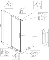 Душевой уголок Veconi Rovigo RV-070GR 150x80, брашированный графит