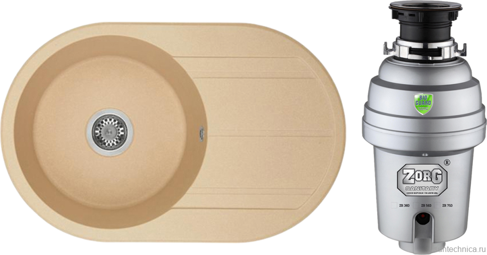 Комплект Мойка AQUATON Амира латте + Измельчитель Zorg Inox D