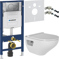 Комплект Унитаз подвесной Bien Ion безободковый, с биде + Крепления Geberit Duofix 111.815.00.1 к стене + Звукоизоляция + Инсталляция UP 320 111.300.00.5 + Кнопка Sigma 01 115.770.JQ.5 лакированная, матовый хром