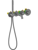 Термостатический смеситель встраиваемый Timo Saona 2324/18YSM С ВНУТРЕННЕЙ ЧАСТЬЮ, для ванны с душем, черное золото