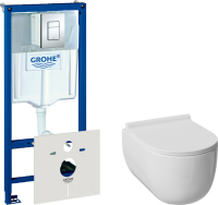 Комплект  Унитаз подвесной Damixa Scandinavian Pure DX36C1701SC с микролифтом, безободковый + Система инсталляции для унитазов Grohe Rapid SL 38772001