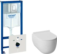 Комплект  Унитаз подвесной Damixa Scandinavian Pure DX36C1701SC с микролифтом, безободковый + Система инсталляции для унитазов Grohe Rapid SL 38772001