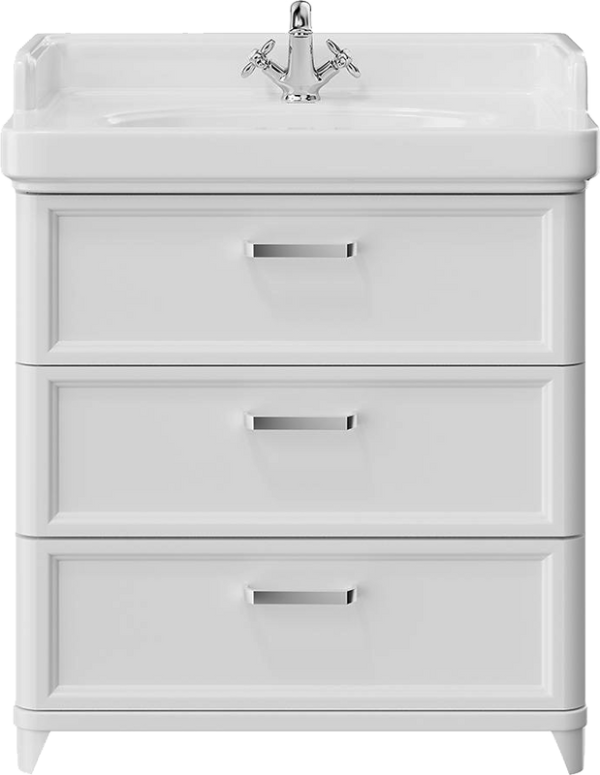 Тумба под раковину KERAMA MARAZZI Pompei 80 с 3 ящиками, белая глянцевая